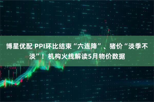博星优配 PPI环比结束“六连降”、猪价“淡季不淡”！机构火线解读5月物价数据
